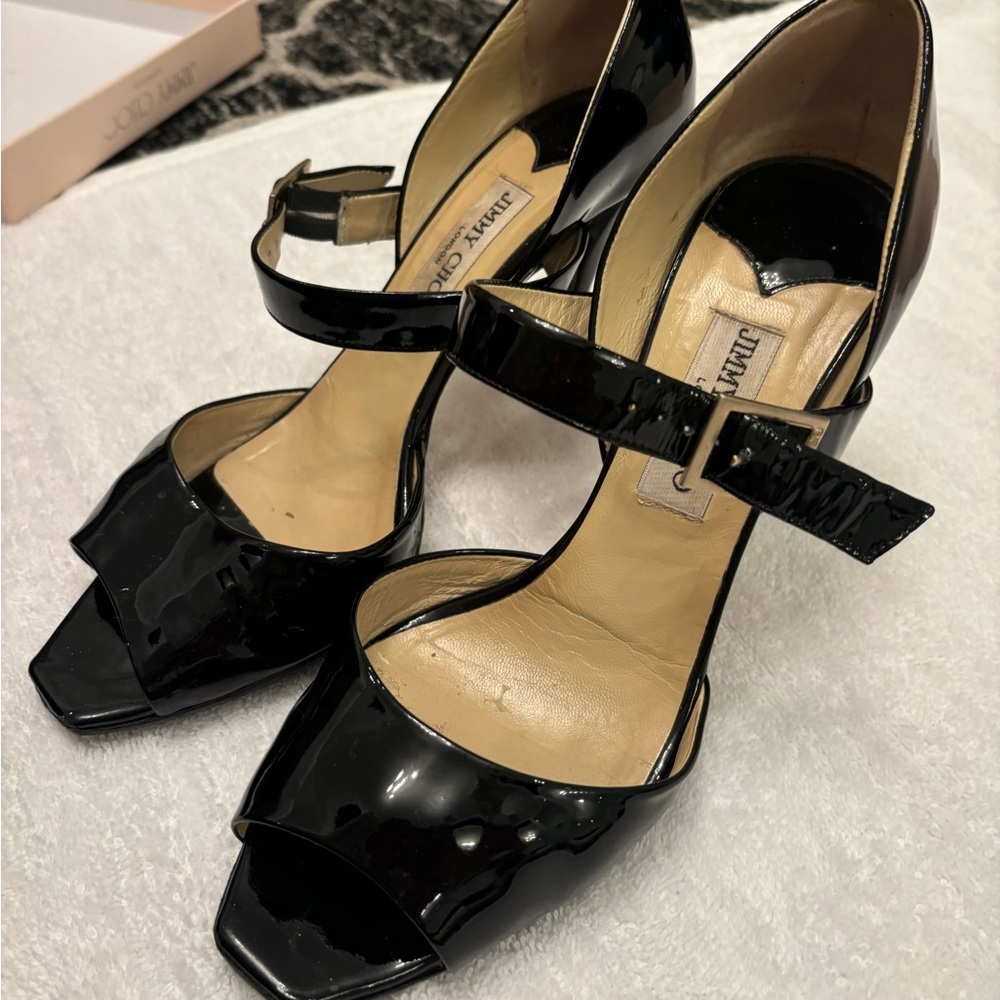 Jimmy Choo black patent leather heels